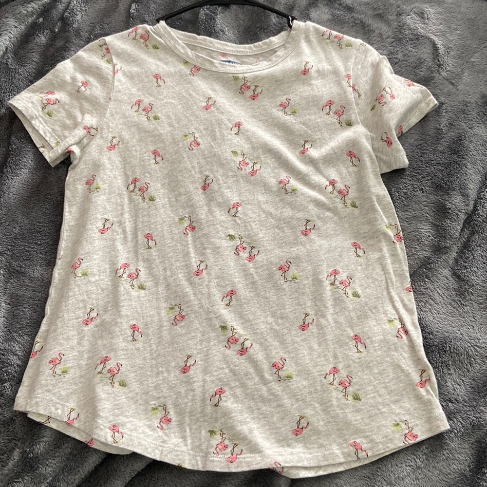 Grey Flamingo Print Shirt